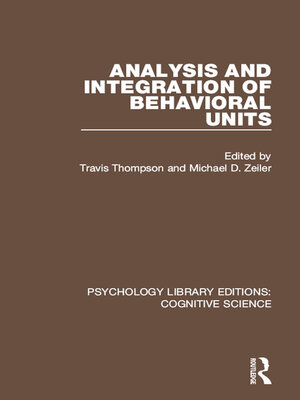 cover image of Analysis and Integration of Behavioral Units